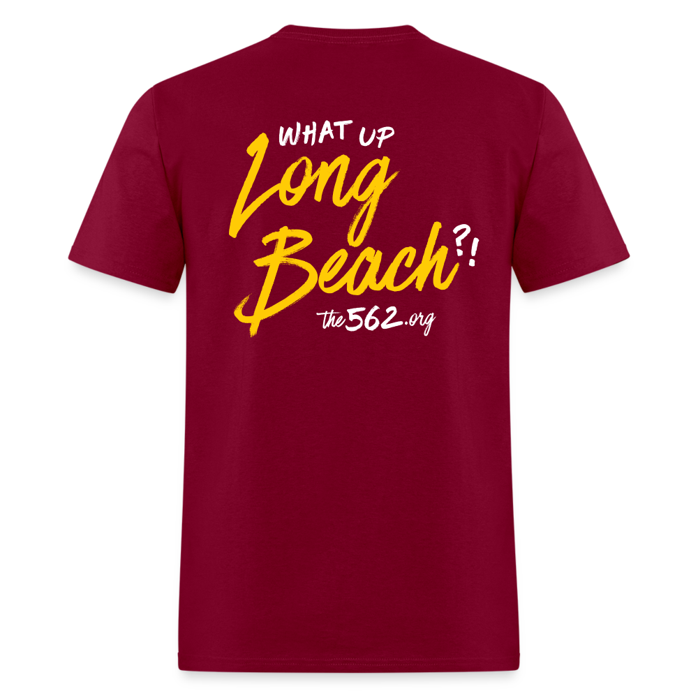 The 562 | What Up Long Beach?! Men's Maroon Tee - burgundy