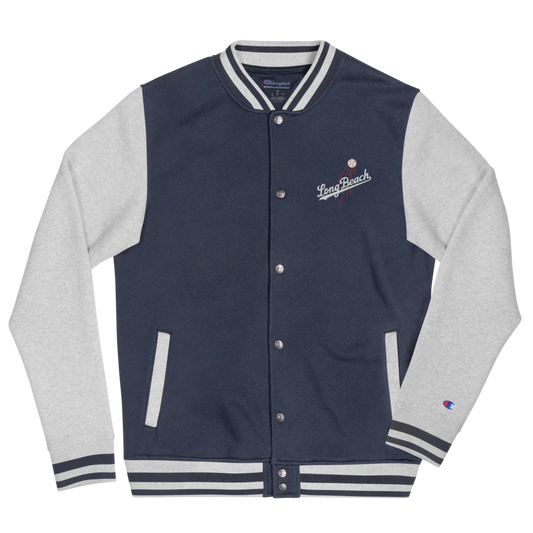 Blue Crew | Embroidered Champion Brand Bomber Jacket