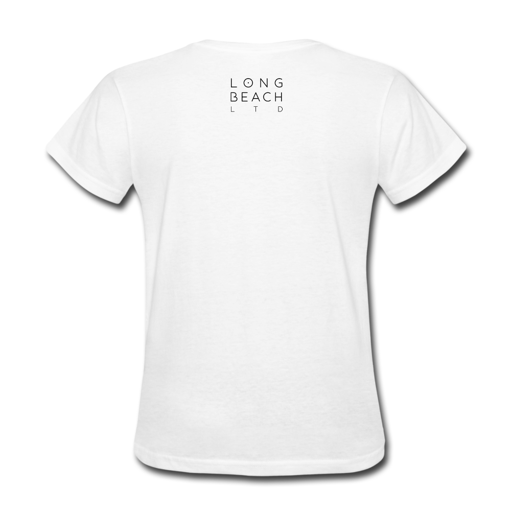 The One With Long Beach On It | Women's White Tee - white