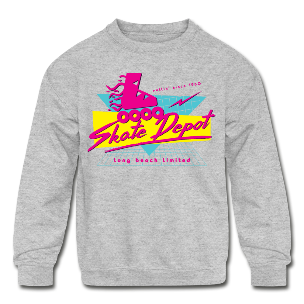 Skate Depot Retro | Kids' Crewneck Sweatshirt (Multiple Colors) - heather gray