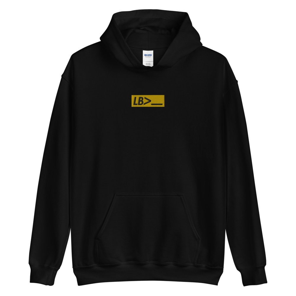 LB> | Black Embroidered Hoodie
