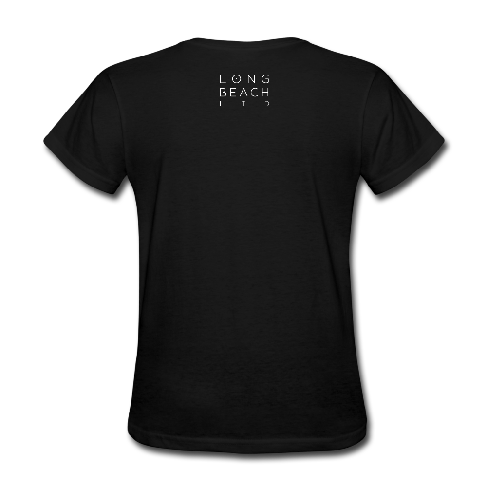 The One With Long Beach On It | Women's Black Tee - black