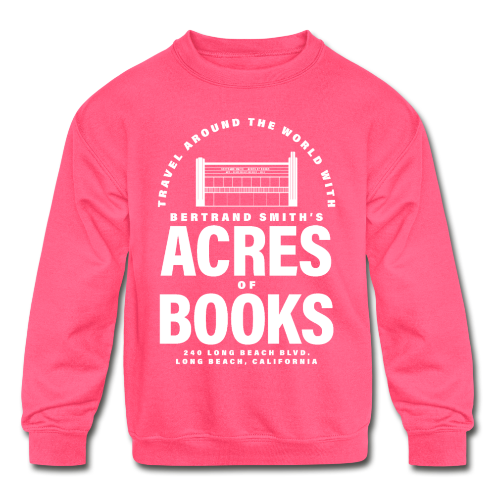 Acres of Books | Kids' Crewneck Sweatshirt (Multiple Colors) - neon pink