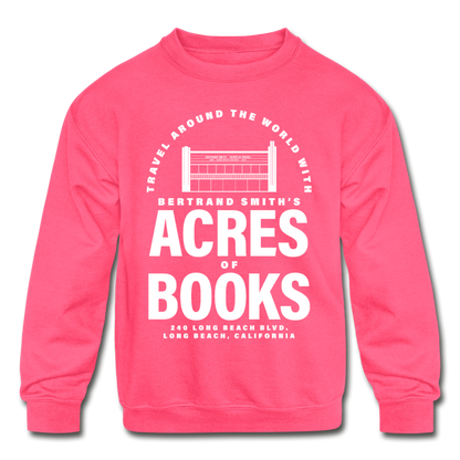 Acres of Books | Kids' Crewneck Sweatshirt (Multiple Colors) - neon pink