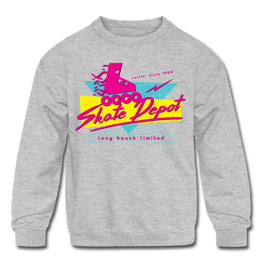 Skate Depot Retro | Kids' Crewneck Sweatshirt (Multiple Colors) - heather gray
